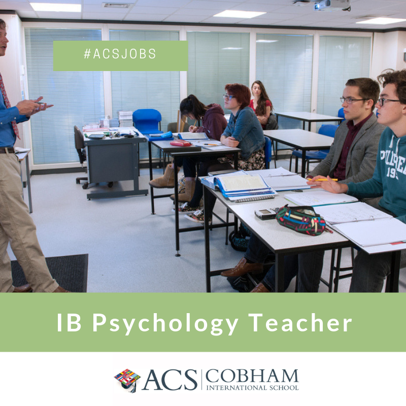 ACSJobsBoard's tweet photo. We are looking for an experienced #Psychology #Teacher to join the High School team at ACS #Cobham International School. Find out more here: https://t.co/ot2Gr1NtfG https://t.co/7uqVQsMZ2V
