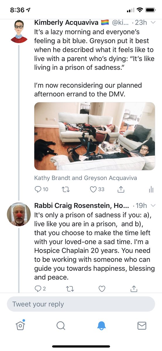 Today is the first time a hospice chaplain’s pissed me off.

It’s ok for someone to feel deeply sad about the impending death of a loved one.  Greyson isn’t “choosing to make the time left...a sad time.”

We laugh and have fun AND we’re still sad. And that’s OK.

#hapc #hpm