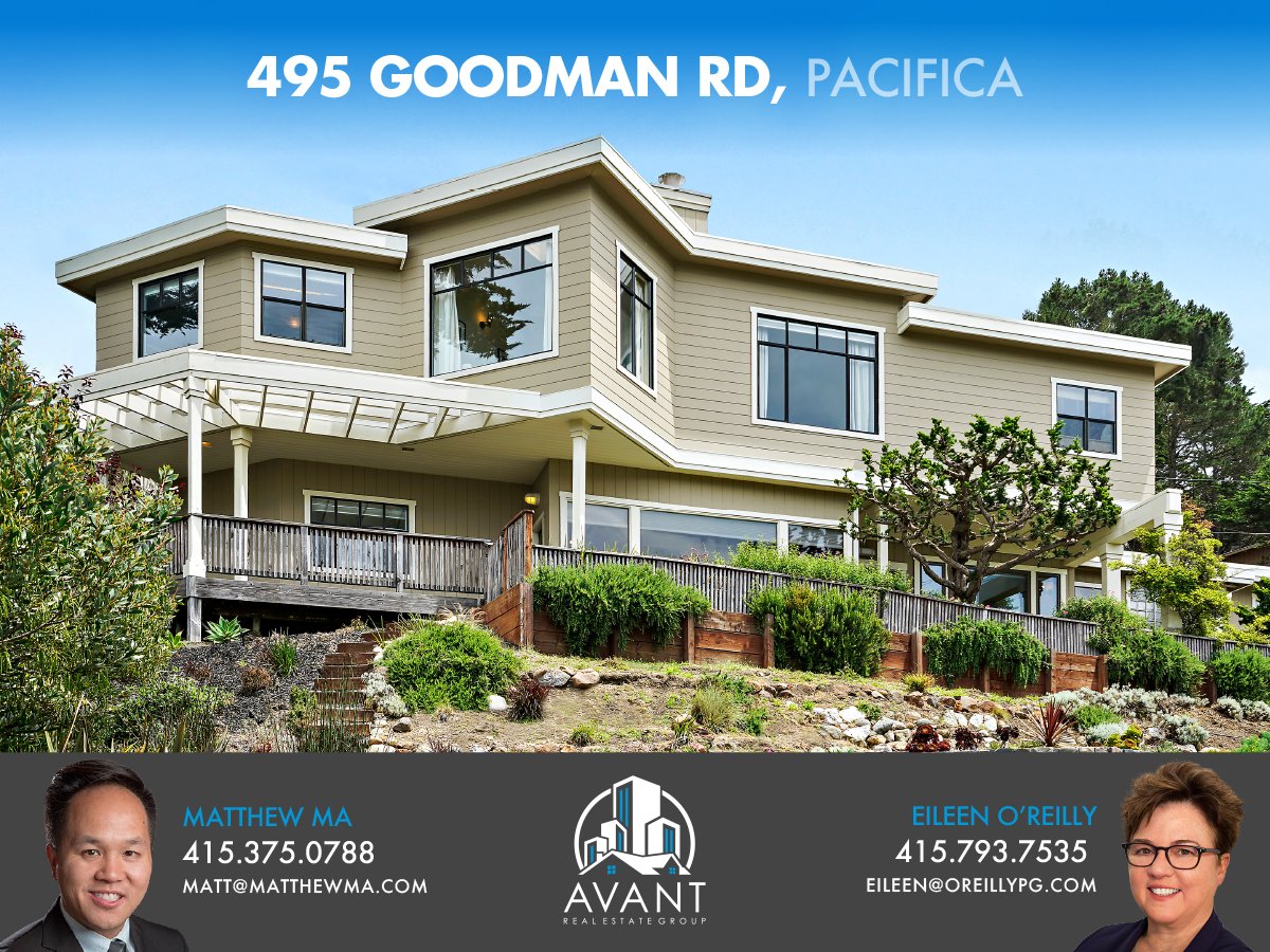 AvantSF's tweet photo. #JustListed 495 Goodman Rd, CA for $7,200/mo | Tour the property here: https://t.co/v0BLBC1RiD | Contact Matthew Ma 415.375.0788 | matt@matthewma.com | Lic. 01827568 or Eileen O'Reilly 415.793.7535 | eileen@oreillypg.com | Lic. 01928600 #Pacifica #California #RealEstate #AvantSF https://t.co/pLuTxaz0ZF