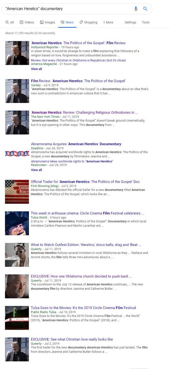Does it seem to anyone else there is a lack of Oklahoma media covering <a href="/USAHeretics/">American Heretics: The Politics of the Gospel</a> documentary? nytimes.com/2019/07/11/mov…