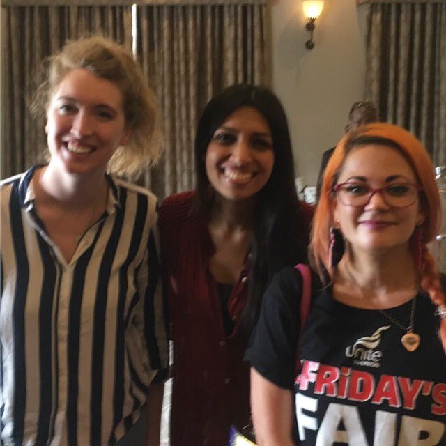 spicytrev's tweet photo. Honoured to have been invited to talk with @KirstyEHaigh and @faizashaheen today. Two really inspirational women who have achieved so much. Together we can continue to make positive changes. Massive thanks to @ShellyAsquith too! #UPS19 #CLASSThinkTank #FairFringe #AllEyesOnTGIs https://t.co/51IJABgqUH