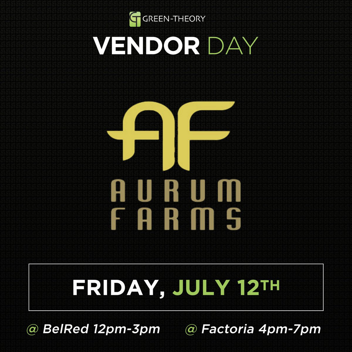 green_theory502's tweet photo. Join us for Vendor Day Friday at Green-Theory Featuring the one & only Aurum Farms!
For more infor follow this link https://t.co/hiJJbxkoGF
#GreenTheory #Bellevue #PremiumSelection #PremiumValue #Friday #AurumFarms #TopShelf #Flower #Prerolls #i502 #Lit #Fire #July #Weekend https://t.co/xqlGAEVHAY