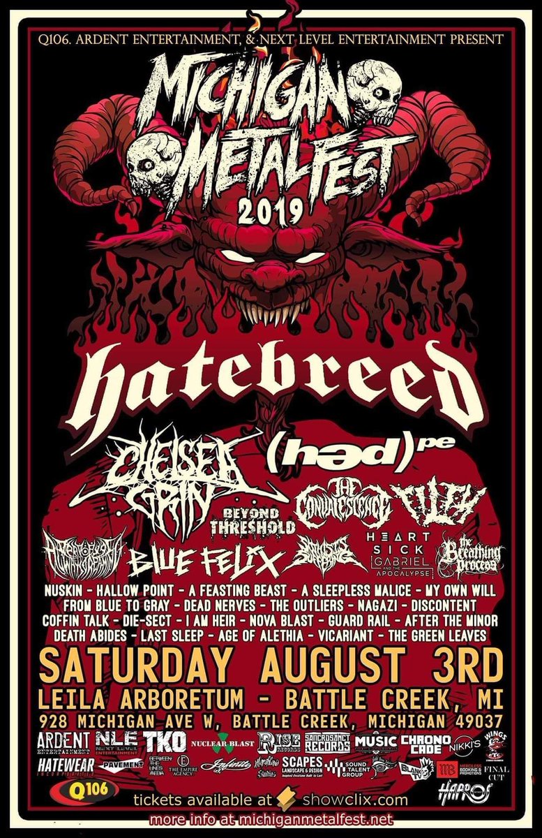 Hallow_Point's tweet photo. MICHIGAN METAL FEST IS AROUND THE CORNER!

Gonna be one hell of a banger playing with @hatebreed, @ChelseaGrinUT, @hedpe &amp; many more in Battle Creek on August 3rd! 

You ready Michigan?!

#MichiganMetalFest #Hatebreed #ChelseaGrin #HallowPoint #MetalFest #Michigan https://t.co/pcjRanUevX