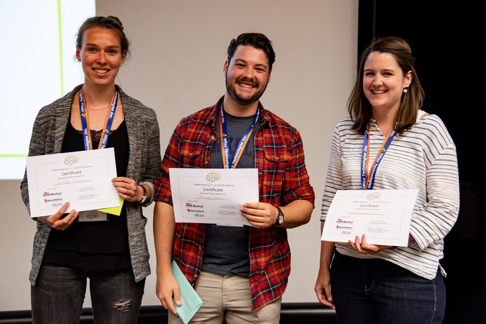 Salzburg_SAMBA's tweet photo. That's a wrap, congrats to the poster prize winners! Christina Lubinis, Michael Hahn, and Anna-Katharina Bauer @MatkeBauer https://t.co/BCT9Yt2lKz