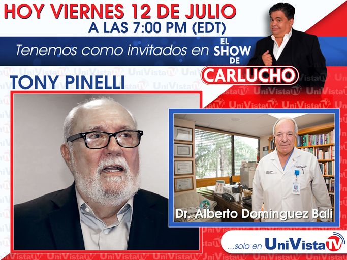 Hoy el #ElShowDeCarlucho con el Dr. Alberto Dominguez Bali y nuestro querido #TonyPinelli como invitados, y otras sorpresas. Entérese de todo a las 7:00 PM (EDT) por su canal @univistatv. @josecarlucho <a href="/mimulkay/">mijail mulkay</a> @rodney_j_32 @pillin_carlos_marrero