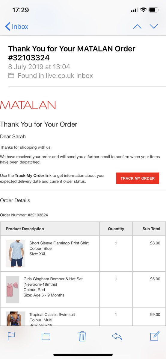 SarahBailo's tweet photo. @MatalanHelp Can you please tell me why it’s taken 5 days for me to be informed that 2 items I have ordered are out of stock and that I’ll be refunded. 5 days seems an awfully long time! https://t.co/eC00rhdWNx