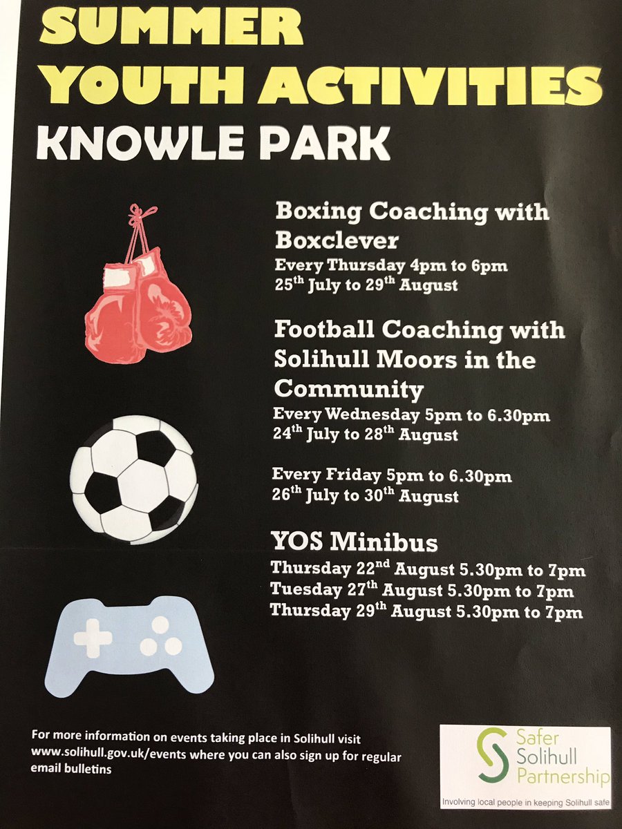 Football coaching with @SolihullMoors & boxing with @BoxClever2 this summer in Knowle Park solihull.gov.uk/events