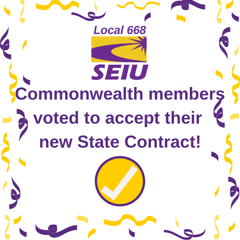 gilmour_jenn's tweet photo. Thrilled to announce that @seiu668 Commonwealth Members voted overwhelmingly to accept their new State Contract! We'll take 99% approval any day in this Post-Janus world!!
#SEIU668 #UnionStrong #FairContractWon #PAWorkers #StrongerTogether #LivingWages #SEIU #PurplePower #1u https://t.co/yftXKB8yX9