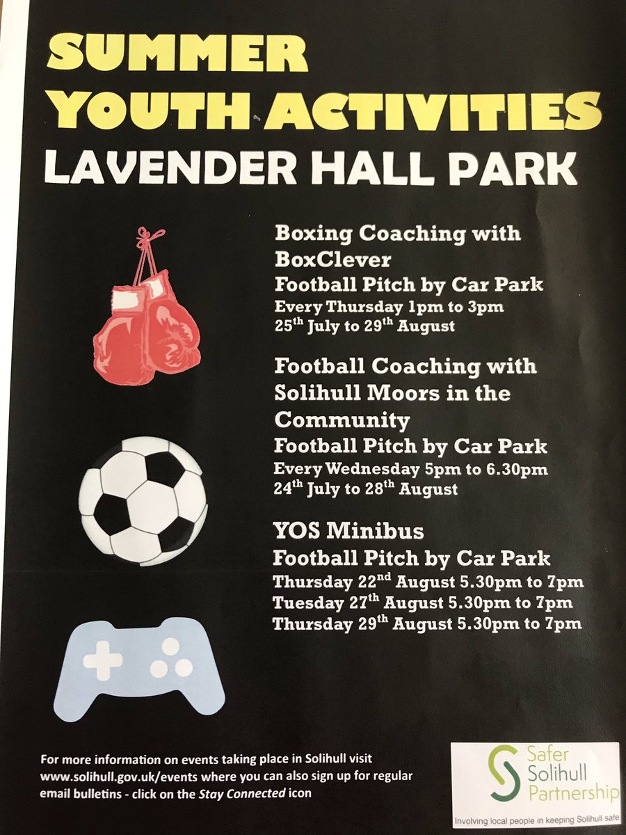Boxing with @BoxClever2 & football coaching with @SolihullMoors in Lavender Hall Park this summer solihull.gov.uk/events