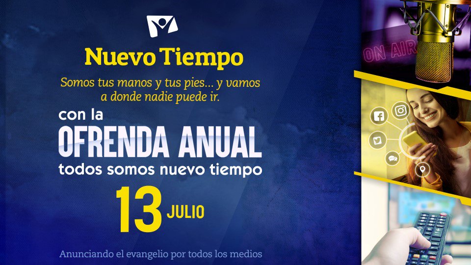 “Y será COMUNICADO este EVANGELIO del reino en TODO el mundo, para testimonio a TODAS las naciones; y entonces vendrá el fin” (Mateo 24:14) ¿Quieres apresurar la venida de Cristo? ¡Esta es la era del evangelio! #OfrendaAnualNT