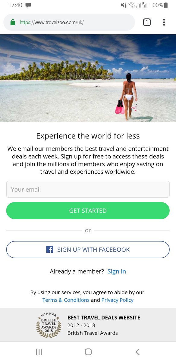 EmotionInsight's tweet image. Hey @Travelzoo_UK forcing people to sign up as soon as they land on your site with no option to cancel and see if your site is worth signing up to is overly aggressive, outdated and presumptuous. A sign of what I'd be in for? #aggressivesales #blackhat #badUX #usability #travel