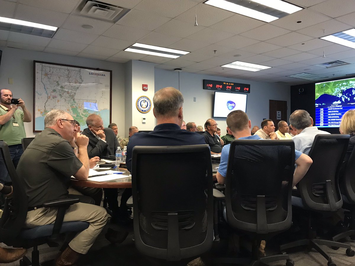 After this morning’s Unified Command Group meeting, Gov. Edwards will provide another update on #TropicalStormBarry and the state’s ongoing response at 12:30 p.m. You can watch at Facebook.com/LouisianaGov and gov.Louisiana.gov. #lagov #lalege #lawx
