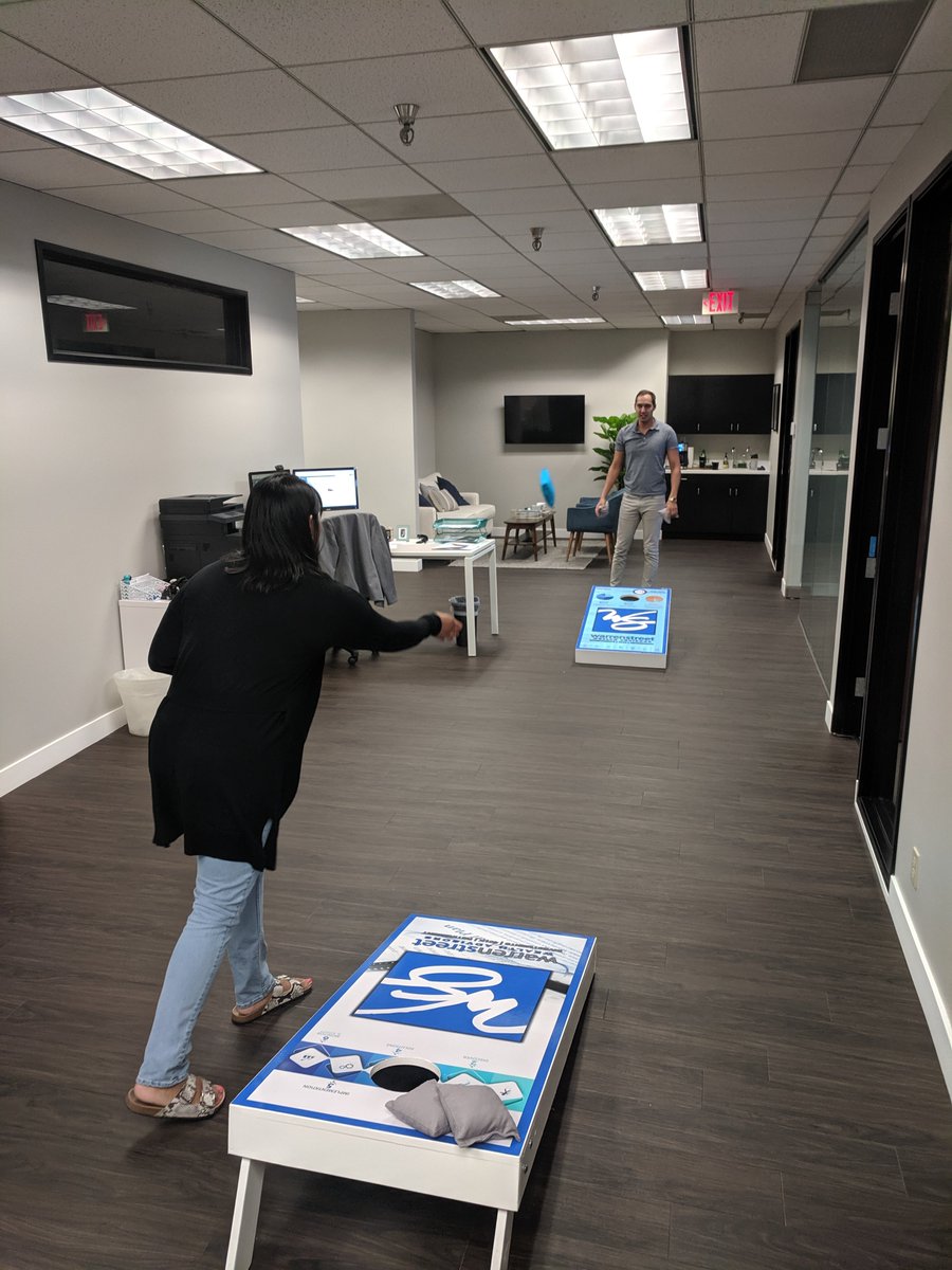 WarrenStreet_WA's tweet photo. Warren Street Core Value #4: Have Fun! Done and done. *All corn hole matches are to be held outside normal trading hours! #cornhole #corevalues #notcornvalues #alladvisorsarentstuffy #teamwork #workhard #playhard #casualfriday #fun https://t.co/nzuM5wdqNO