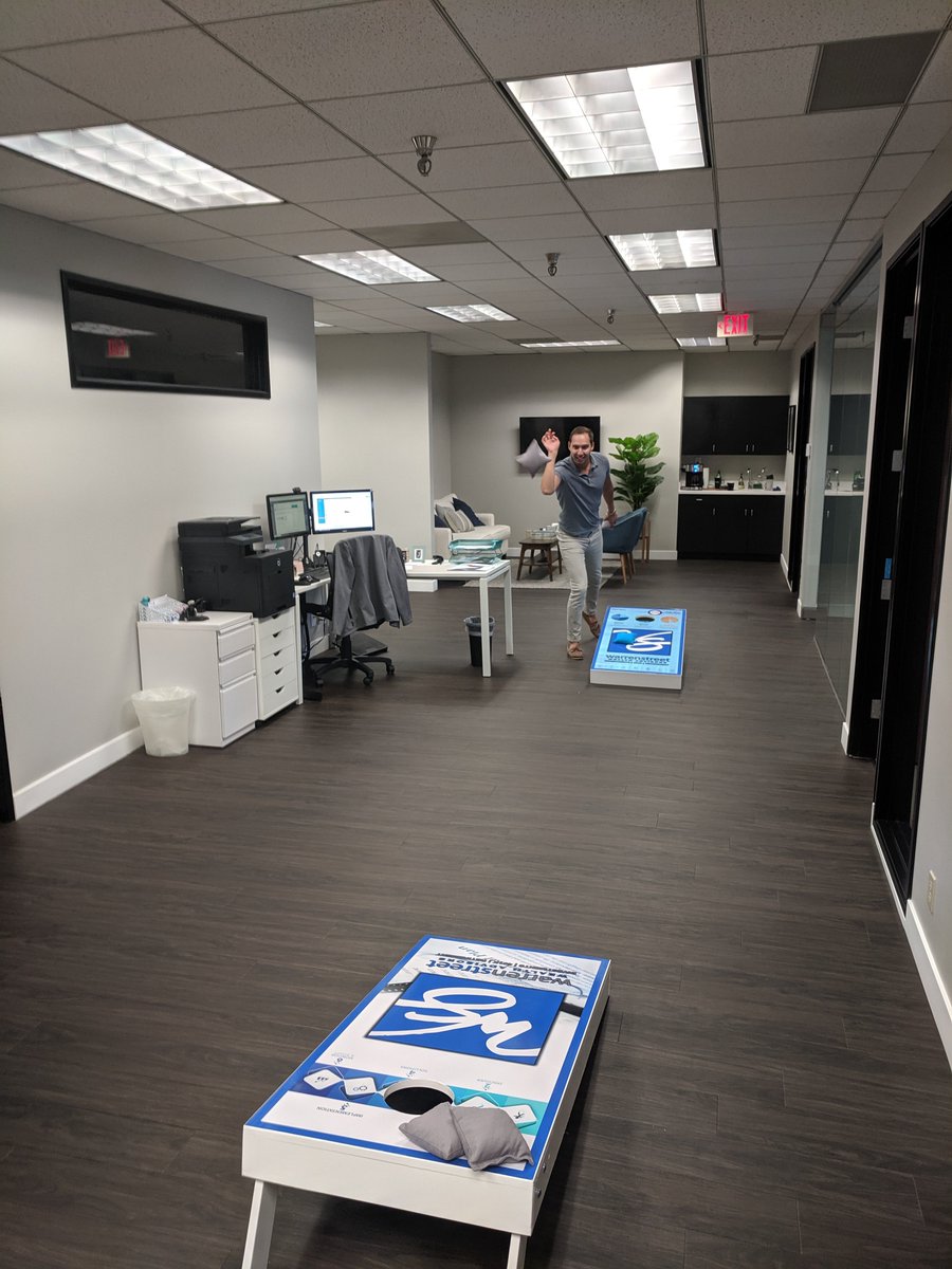 WarrenStreet_WA's tweet photo. Warren Street Core Value #4: Have Fun! Done and done. *All corn hole matches are to be held outside normal trading hours! #cornhole #corevalues #notcornvalues #alladvisorsarentstuffy #teamwork #workhard #playhard #casualfriday #fun https://t.co/nzuM5wdqNO