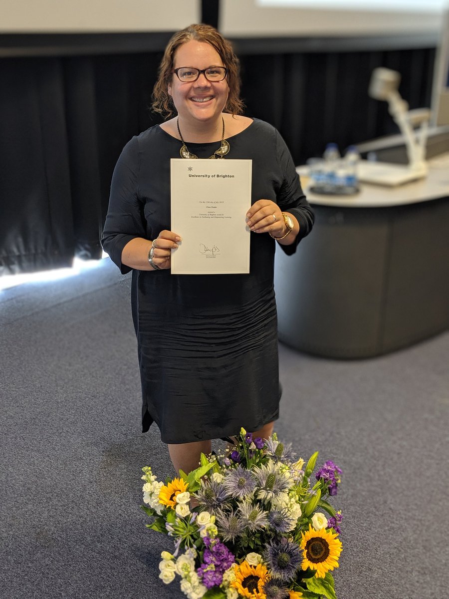 clforder21's tweet photo. I won an award! A great way to round off a fab learning and teaching conference at @uniofbrighton #brightlearn19 https://t.co/FX02oSl48r
