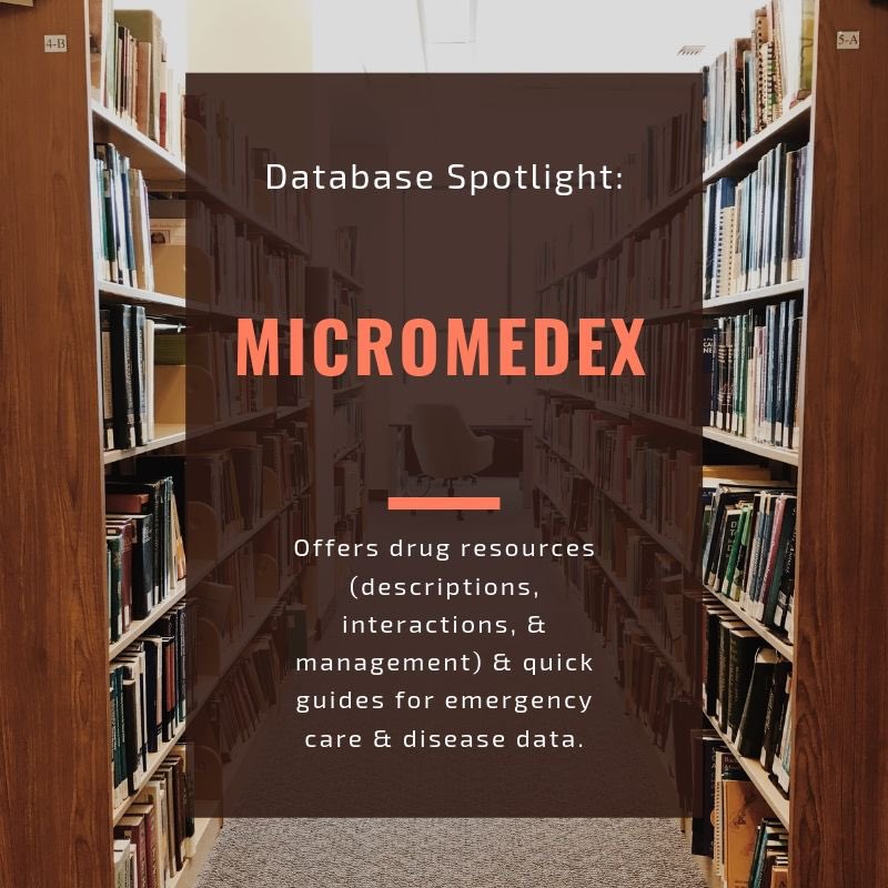 pumerantzlib's tweet photo. July’s database spotlight is on Micromedex, which offers info on drug resources, emergency care, &amp; disease data. 
PLUS it’s the ONLY databases that does side-by-side drug comparisons. Check it out on our NEW E-resources page: https://t.co/13TpAj0uAP.
#westernuway @westernunews https://t.co/oYiCA3CApr