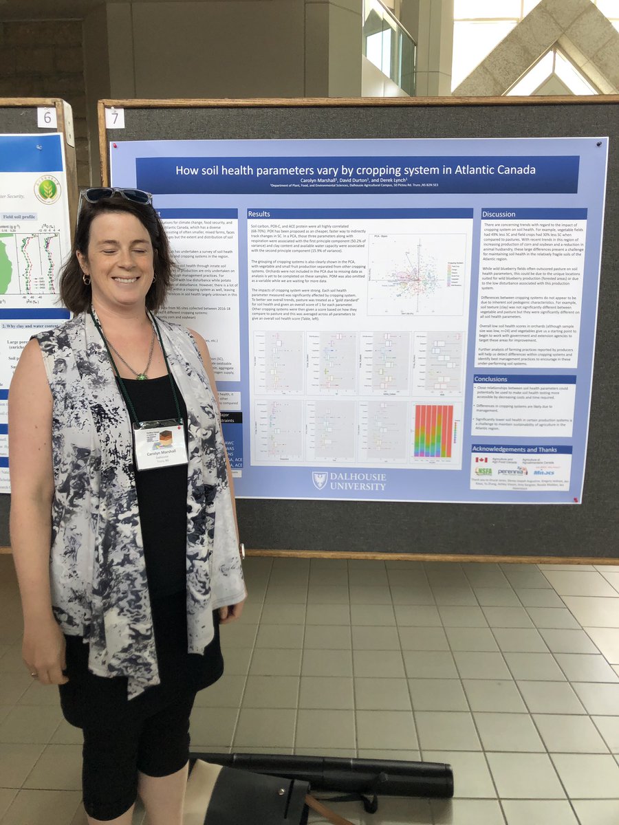 SoilsLab's tweet photo. Wow, such a great poster by @SoilsLab 😜 it’s still up today if you want to check out what we are seeing in soil health for the many farming sectors in NS #CSSS2019 (thanks to my photographer for making sure my eyes were closed) https://t.co/bPGtkC8b4W