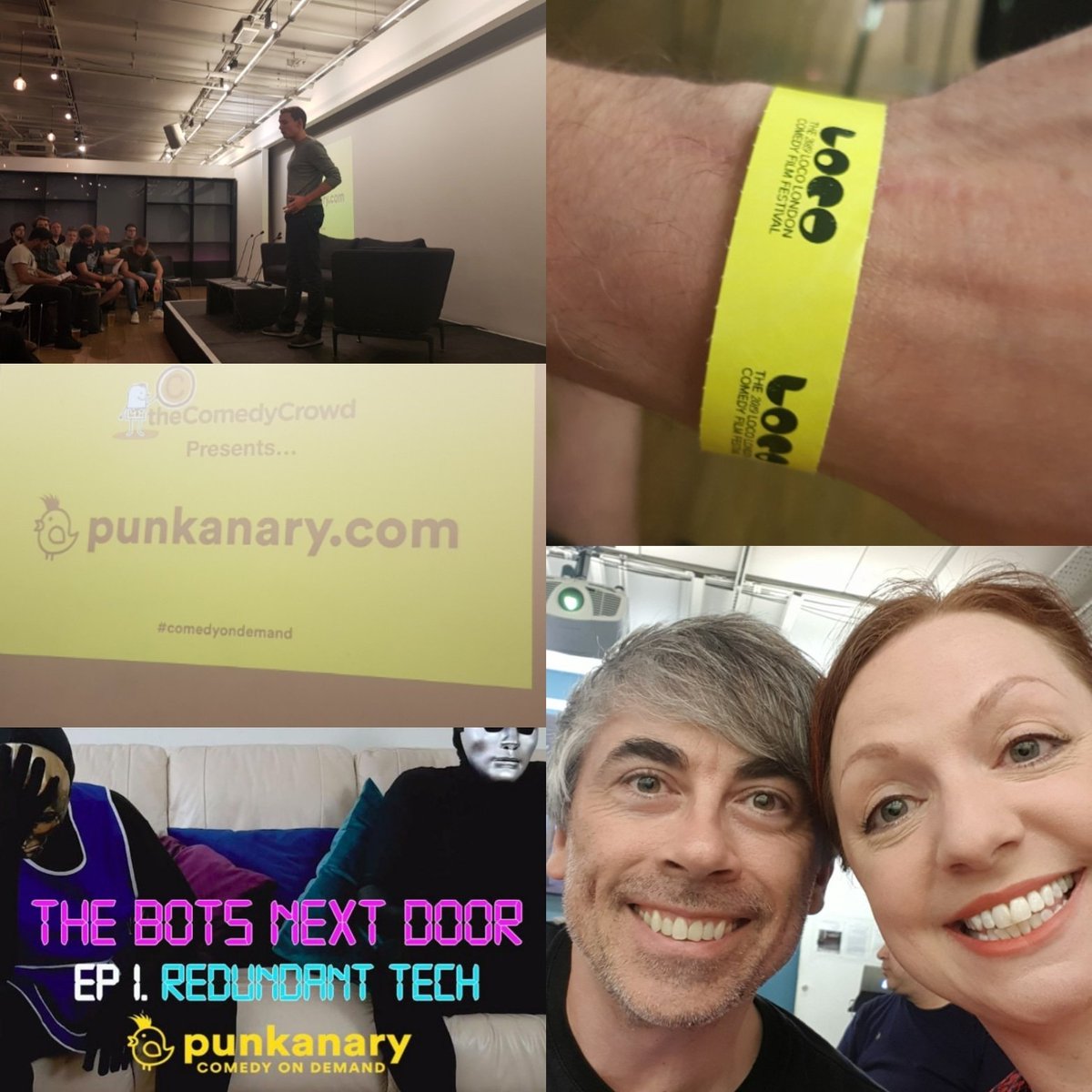 BotsNextDoor's tweet photo. @BotsNextDoor and their human overlords @OattsWinter have arrived! Let the comedy commence! #LOCO2019 @punkanary @thecomedycrowd https://t.co/uin2cMRfHa