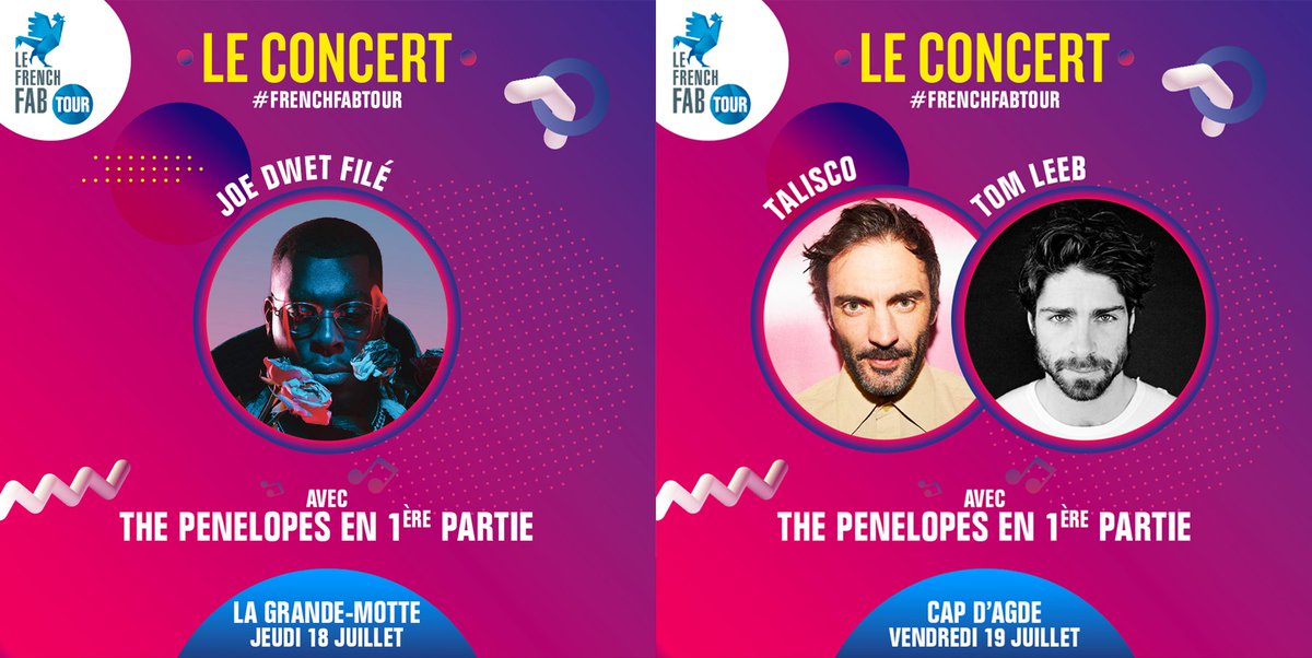 nb_records_'s tweet photo. ⚡️FRENCH FAB TOUR 2019 ⚡️Ca vient de tomber ! @ADGofficiel &amp; LEZIA  joueront pour l'ouverture du concert French Fab Tour en tant que "Talent France Bleu" aux côtés de Talisco, Joé Dwèt Filé, Tom Leeb et The Penelopes ▪️18 Juillet // La Grande Motte▪️Le 19 Juillet // Le Cap d'Agde https://t.co/Iy5jjMqCU5