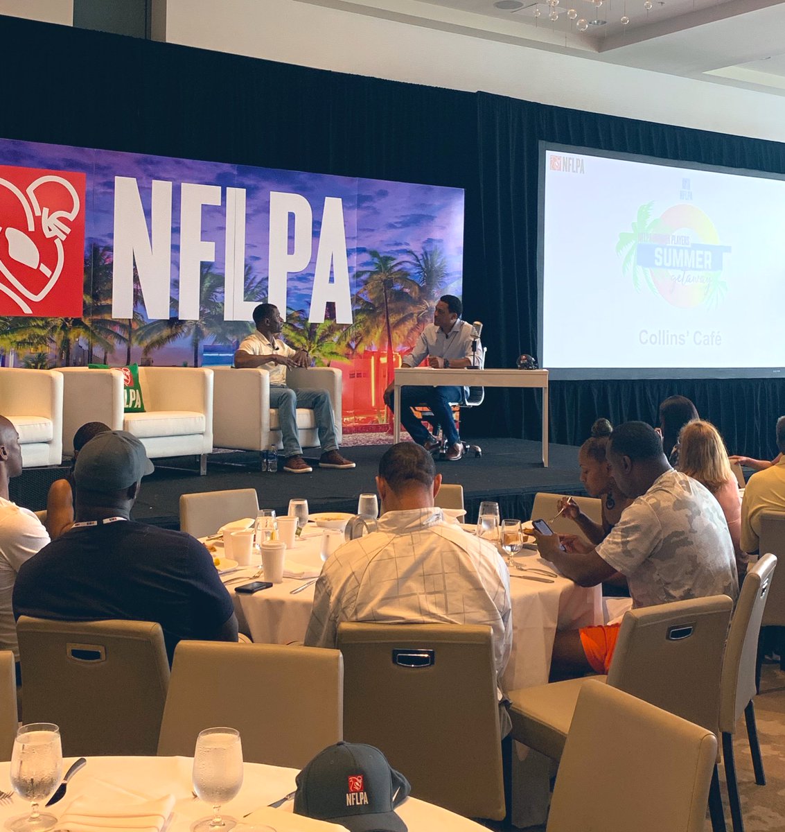 yourPAF's tweet photo. Collins Cafe featuring our Executive Director @ACollinsNFLPA is happening right now in Ballroom II Salon A - C #NFLPAGetaway https://t.co/mJUz4ACphK