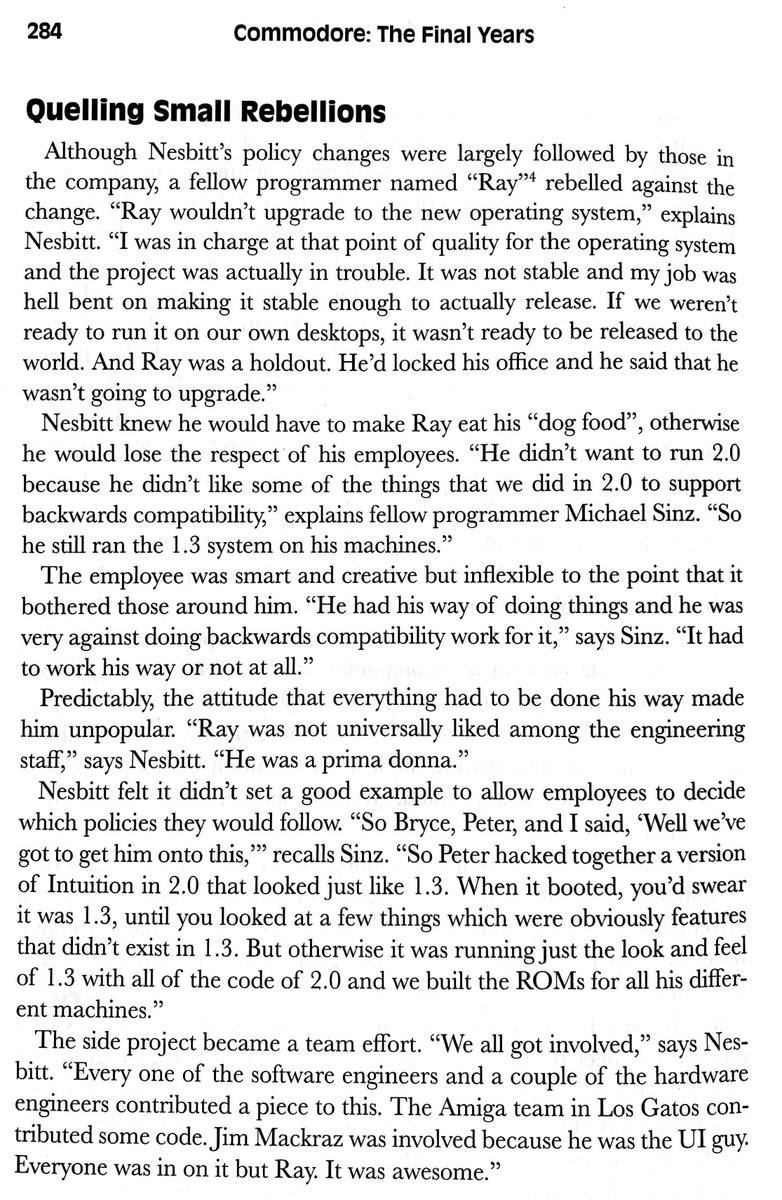 cabel's tweet image. You've worked with a stubborn engineer.

But have you ever worked with an engineer so stubborn, that to get them to use the new OS they're supposed to be working on, you create a custom build of the OS, with the old UI, break into their office, and replace ROMs in their computer?
