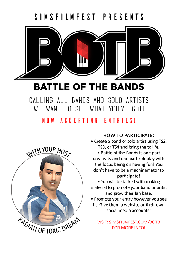 SimsFilmFest's tweet photo. Get the band back together! Battle of the Bands is returning! https://t.co/jxcUHpKZ7o #simsfilmefst #battleofthebands https://t.co/gEQX3aMmwK