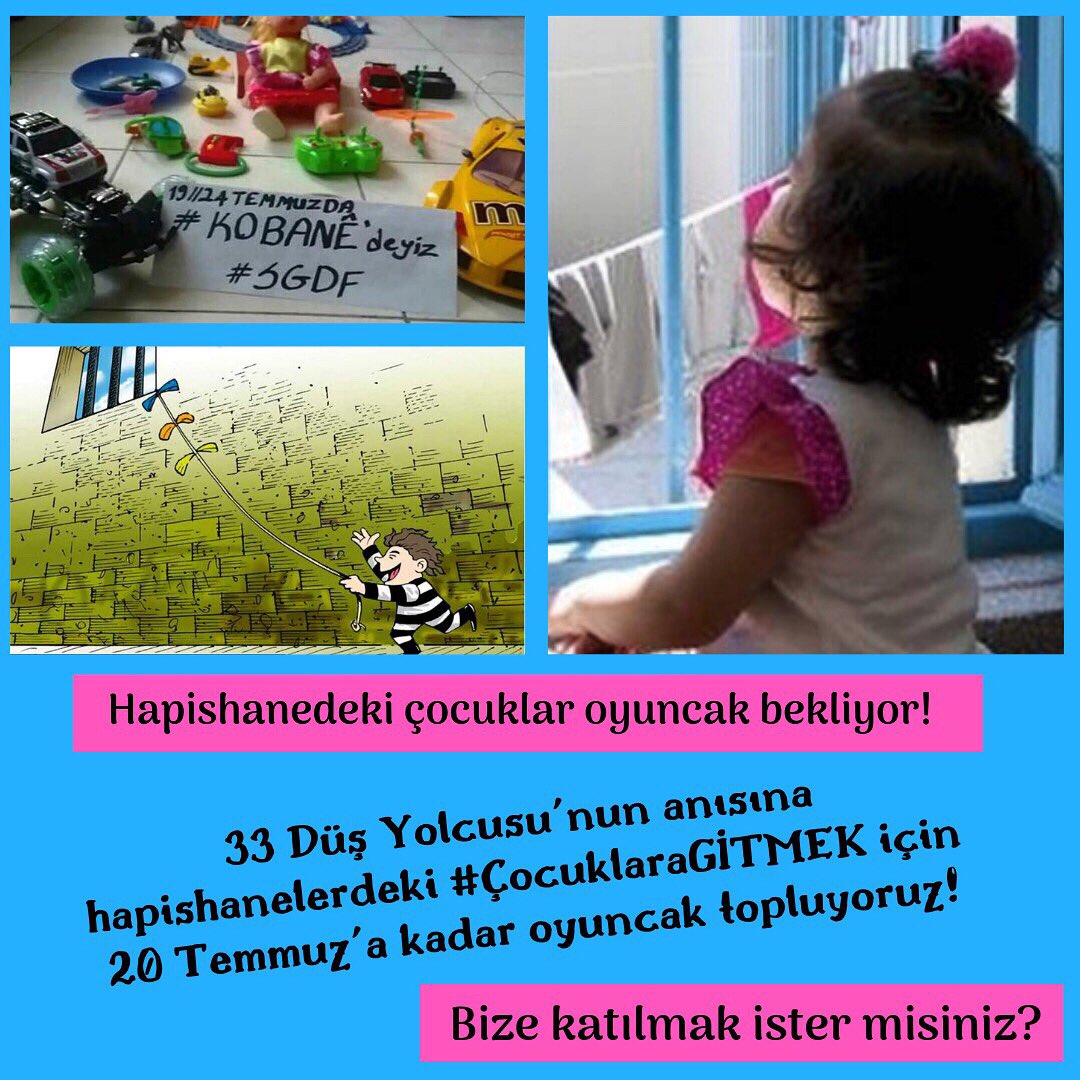2019 yılı itibariyle 864 bebek hapiste  ve bu çocuklar oyuncaklardan bile mahrum gelin yüzlerce çocukla hayallerini paylaşacağı oyuncaklar paylaşalım.                                           #ÇocuklaraGitmek