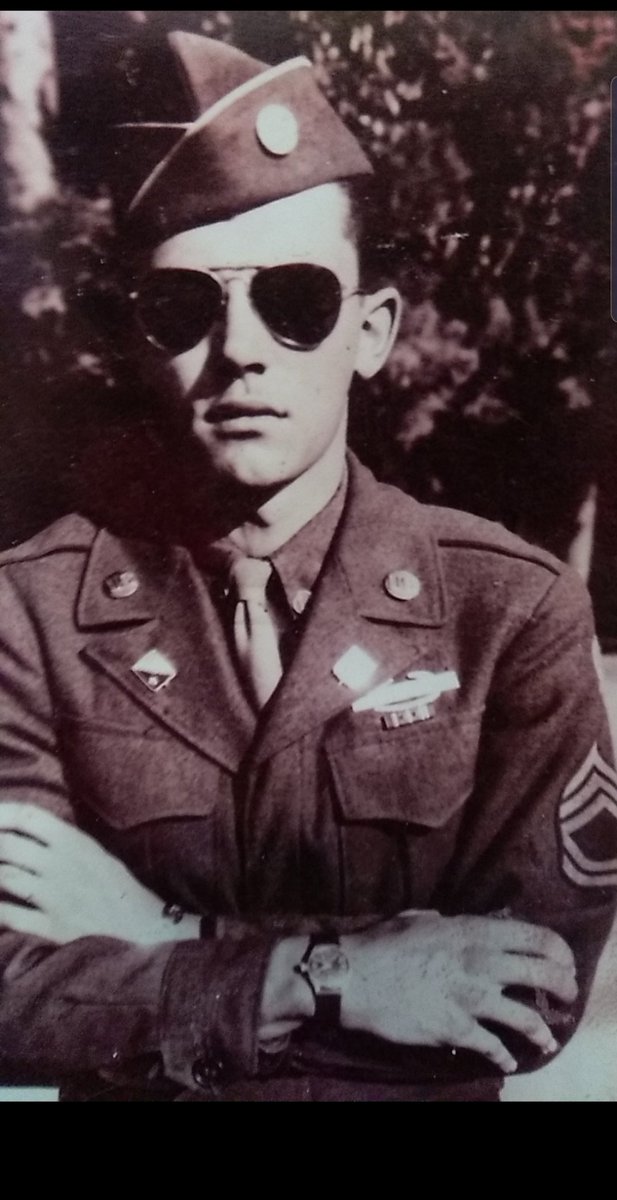 mooreky5's tweet photo. He was a paratrooper in WW2. A hero. When he died, we found a diary he kept during the war, love letters (complete w/ his drawings) &amp; the telegram he kept safe telling him my Dad was born. 😥🥰
❤ u, Grandpa! 
Happy Birthday! https://t.co/qi1EDI02Q8