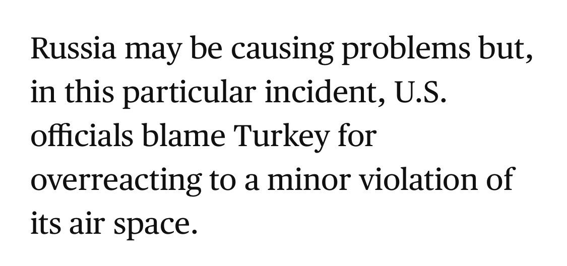 What else US thought of Turkey’s downing the Russian jet? They thought it was an overreaction to “a minor violation of its airspace”