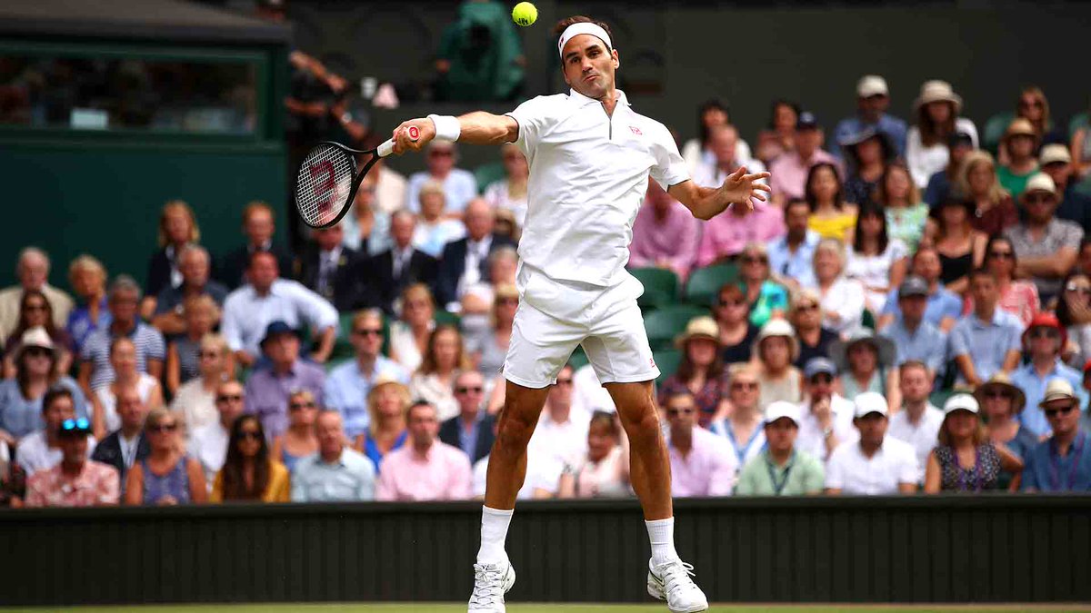 atptour's tweet photo. One. More. Set. ☝️ 

🇨🇭 @rogerfederer claims the third set to earn a 7-6(3), 1-6, 6-3 advantage against Rafael Nadal. #Wimbledon #FEDAL40 https://t.co/7LiRxolnBI