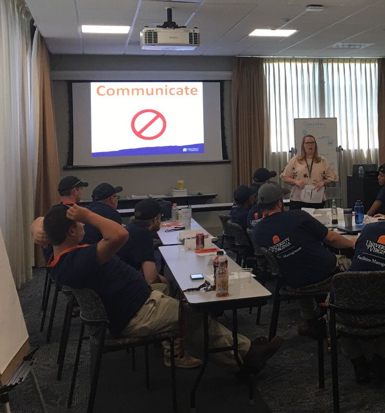 UVAApprentice's tweet photo. After a round of teambuilding, training starts back in earnest as @UVAFM's #OccupationalTraining group reviews customer service expectations. #apprenticeship #EarnLearnAdvance #coolJobs #SkilledTrades #CareerGoals https://t.co/2Pz2yvLICj