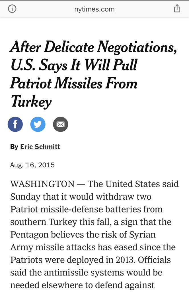 Btw, US and Germany earlier in October 2015, a month before the downing of the jet, pulled their missile defense systems from Turkey. Not only US and NATO didn’t want to support Turkey against Russia, they also didn’t want to keep their missile defense systems in the country