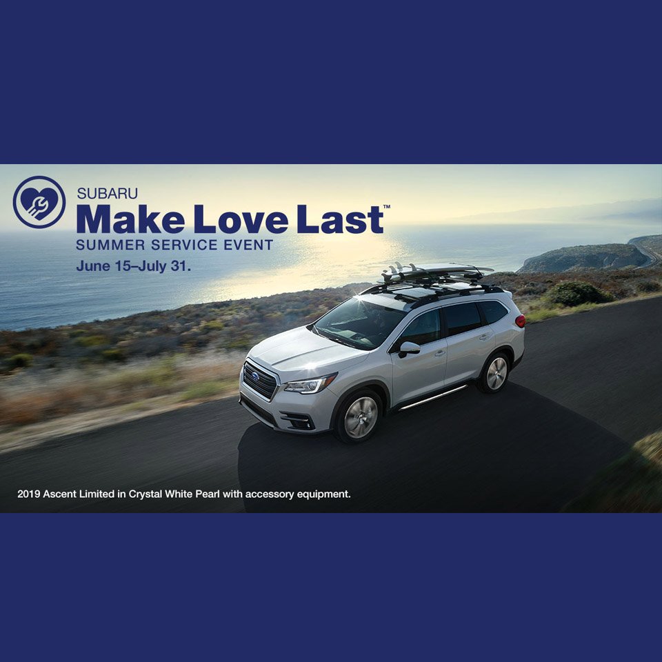 Ready? Set? Road trip! Enjoy special service savings during our Summer Service Event and
we’ll help make sure your Subaru is ready for your next big adventure.
#makelovelast #summerserviceevent #subaru