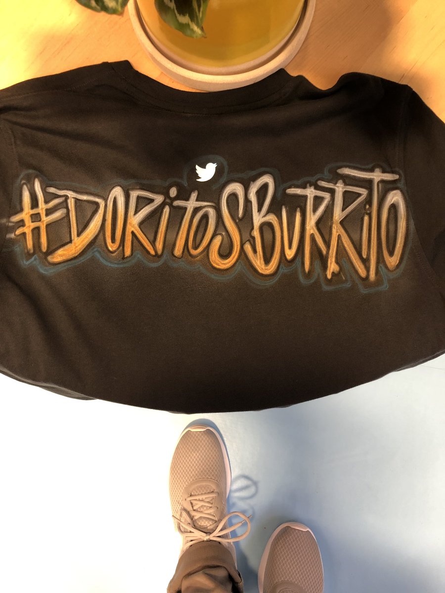 You guys. YOU GUYS! BABES!! Our buddies @Twitter hooked us up @VidCon with an @adidas #DoritosBurrito shirt! You’re welcome @tacobell & @Doritos #TwitterSpot