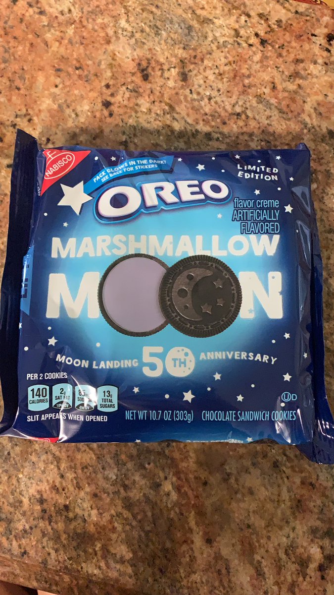 Bmschoney's tweet photo. @SamHeughan I know that you like space. Would you like me to send you some of these? ☺️🌙#moonoreos #50thanniversarymoonlanding https://t.co/5CLAGQuazI