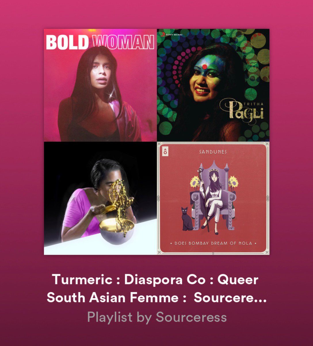 sourceress__'s tweet photo. The Sonic Sauce of #Sourceress from Music Curator Danielle Maggio drops every week with our new episodes. This week - songs by #queer and #femme artists within the South Asian #diaspora.
Find the curated playlists on @Spotify and @AppleMusic!
https://t.co/onvzHE0ePf https://t.co/Xvr7deQX2U