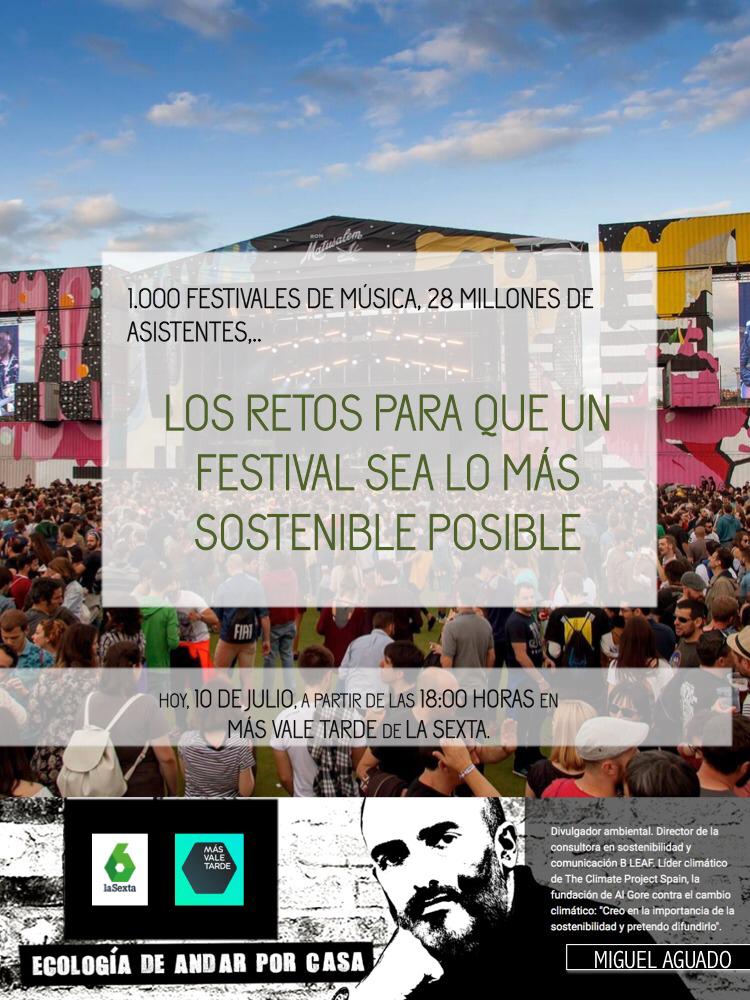 PlasticFreeS's tweet photo. #PlasticFreeSound. Los retos para que un festival sea lo más sostenible posible en @laSextaTV . Tomad nota, los que vais a @madcoolfestival y a @bilbaobbklive este fin de semana!!! https://t.co/WCNH9YrxEX