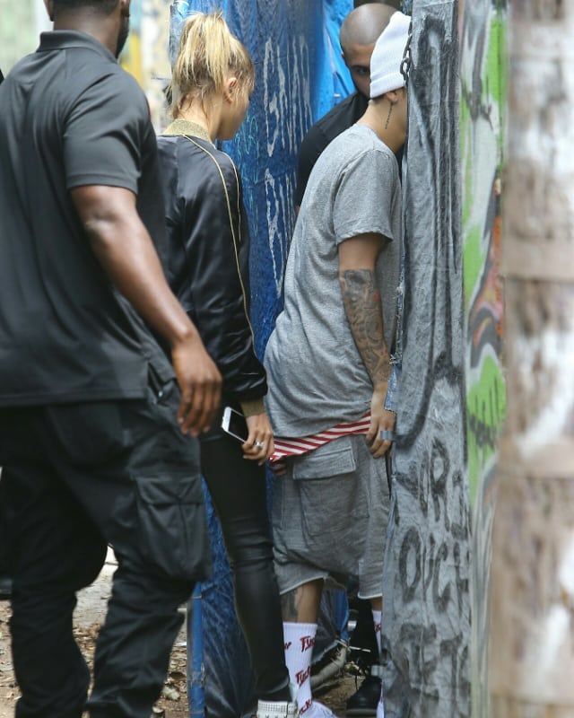 July 21, 2015: Hailey and Justin arriving at the studio in Los Angeles.