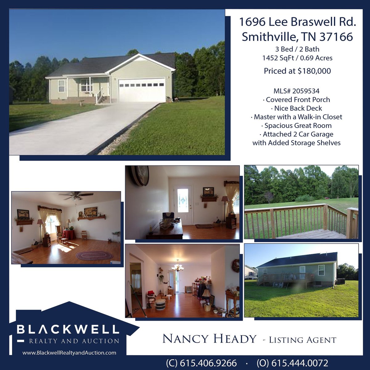 BlackwellRealty's tweet photo. Here is a great home in Smithville with 3 bedrooms and 2 baths for well under $200,000! Call Nancy Heady at 615.406.9266 for more information! #smithvilletnrealtor
#smithvilletnrealestate #smithvilletnhomesforsale #relaxwegotthis https://t.co/smBeLkftrL
