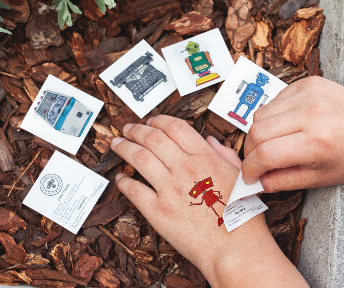 bad_robot's tweet photo. Follow &amp; RT for a chance to win a temporary tattoo set – made at the Bad Robot Workshop! Congrats to the winner of the apron @mooroyjenkins. https://t.co/fbzTsUSot4