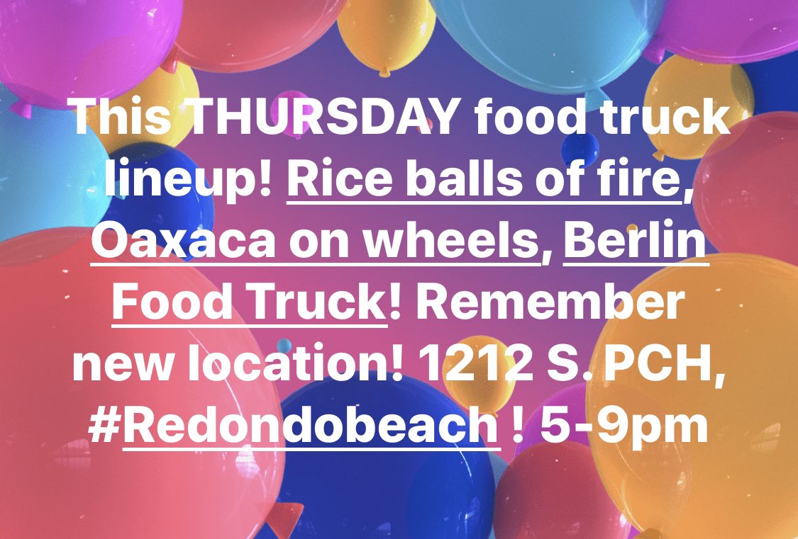 This week!! #foodtrucks in #redondo #beach at the #nightmarket 5-9pm. Thursday’s!
