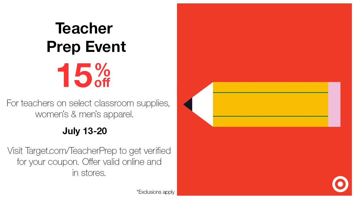 Target Teacher Discount, 15% off Classroom Supplies