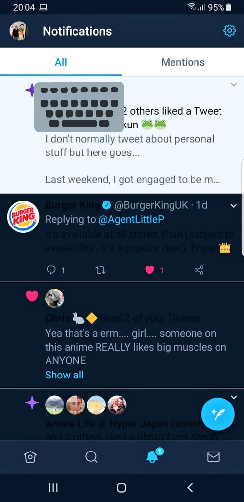 AgentLittleP's tweet image. Ok..... so I think my @Twitter client is finally starting to give up on me 😫😞😔 @TwitterSupport (see pic attached) it does this very often when loading #Twitter where the writing goes black so cant see but today was extra special!#FixPlease #FixApp (keyboard blocking sensitive)