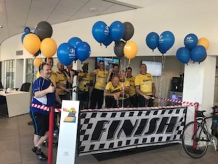 CarsSlough's tweet photo. ....and across the finish line at the Hyundai dealership in Watford. Well done everyone, we’re all super proud! #TeamEndeavour 

@BenSupport4Auto https://t.co/S2UNLuB2MJ