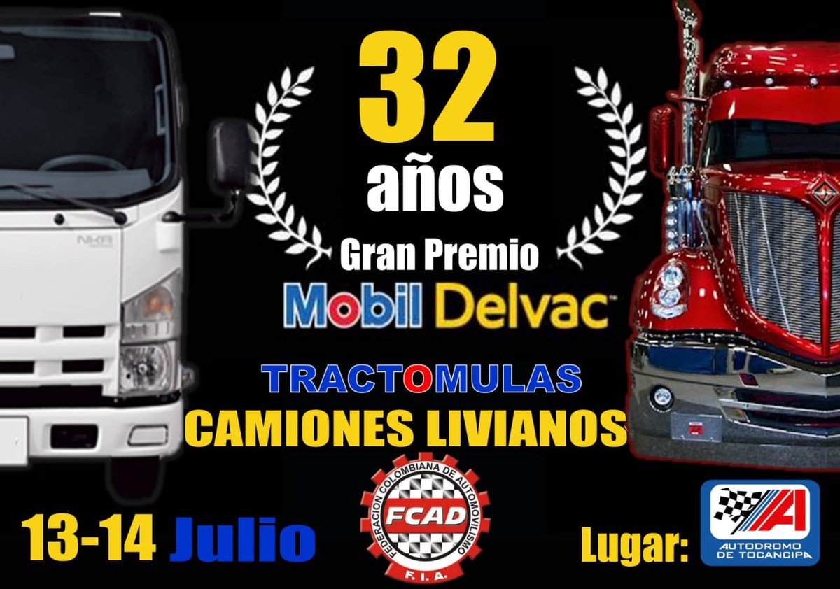 fedeautos's tweet photo. Total éxito en inscripciones para el XXXII Gran Premio @mobil_delvac .
A las 2:00 pm 130 cabezotes inscritos y cierre del proceso por límite de cupos para participantes. #AutomovilismoNacional 🇨🇴🚚🚍#EventoPromocional
Avala @fedeautos https://t.co/H7F0GEB8Y5