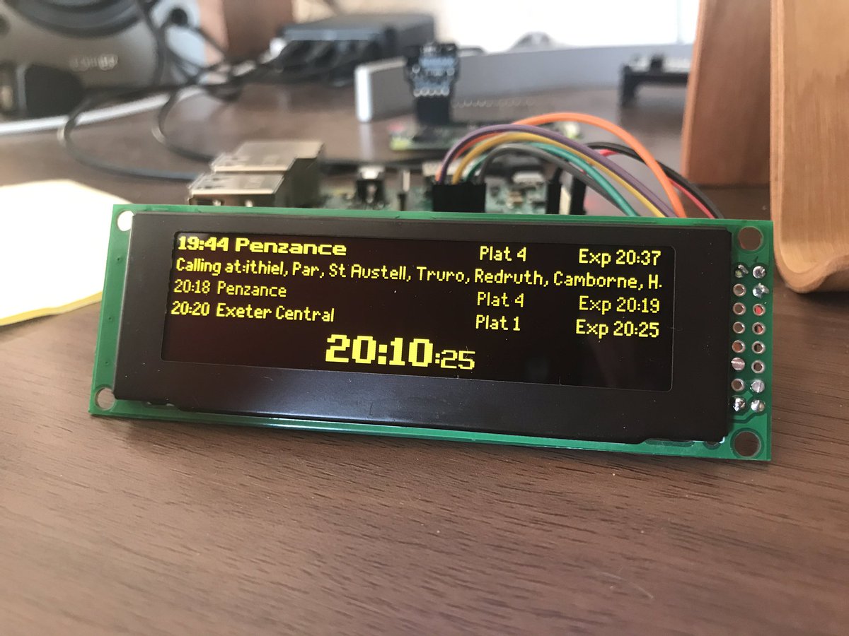 Hey <a href="/chrishutchinson/">Chris Hutchinson</a> we made your UK train sign project balena compatible and made some visual tweaks (adding platform, more data and sharpening fonts)! What do you think? github.com/balena-io-play… <a href="/Raspberry_Pi/">Raspberry Pi</a> #raspberrypi #fridayfun