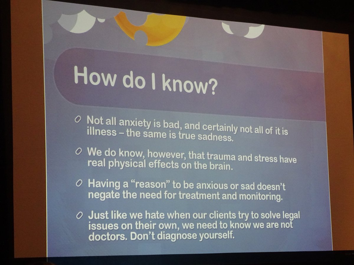 TheFlaBar's tweet photo. .@FLWellLawyers' Mandi Clay:
"So how do you know if you're NOT well?
It depends with each person, but just know this: It's never too late to seek help - and it's also never too early.
Once you GET help, you will find it's much less scary than you expected." #VBLC19 https://t.co/7fTCp7GV6x
