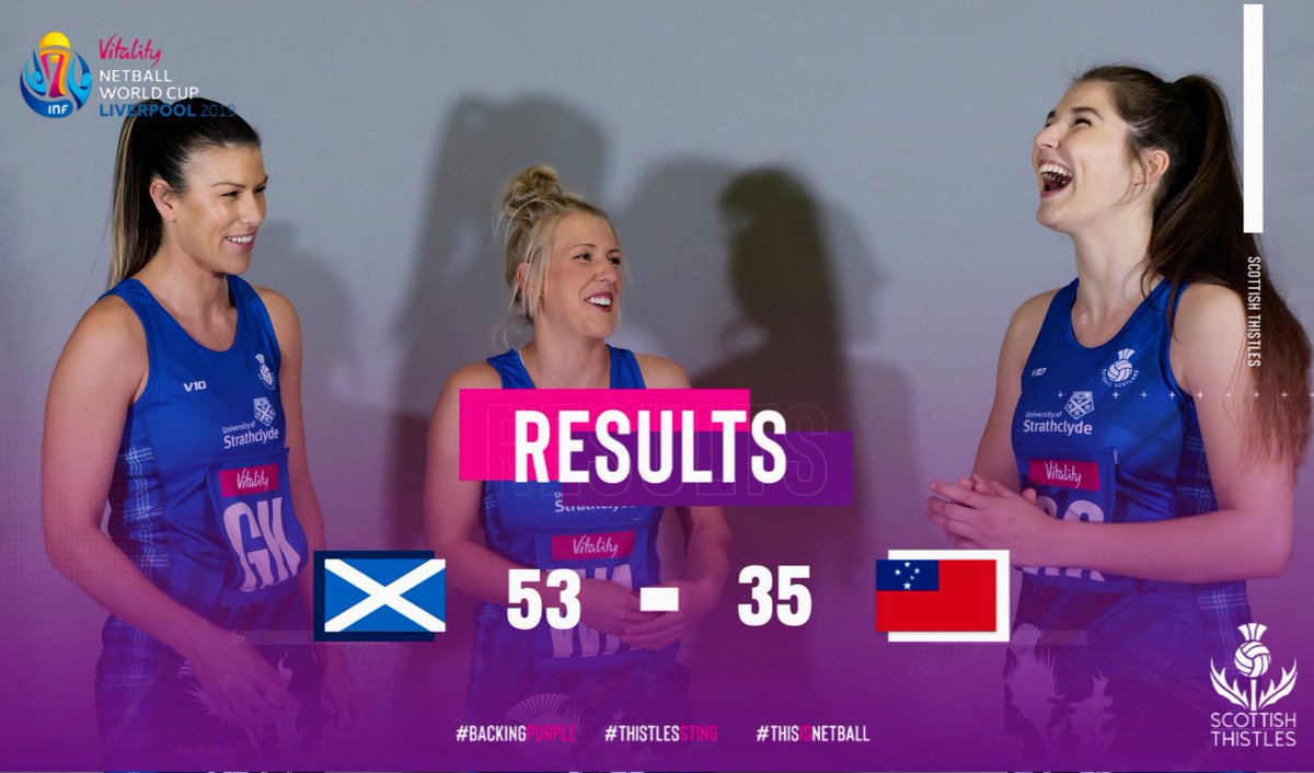 NetballScotland's tweet image. 🏐🌍🏆 | Final Score | AND ITS A WIN FOR SCOTLAND! Scotland finish their first @NetballWorldCup Match with a convincing win over Samoa! Final Score: Scotland 53 - 35 Samoa 💜💙 #BackingPurple