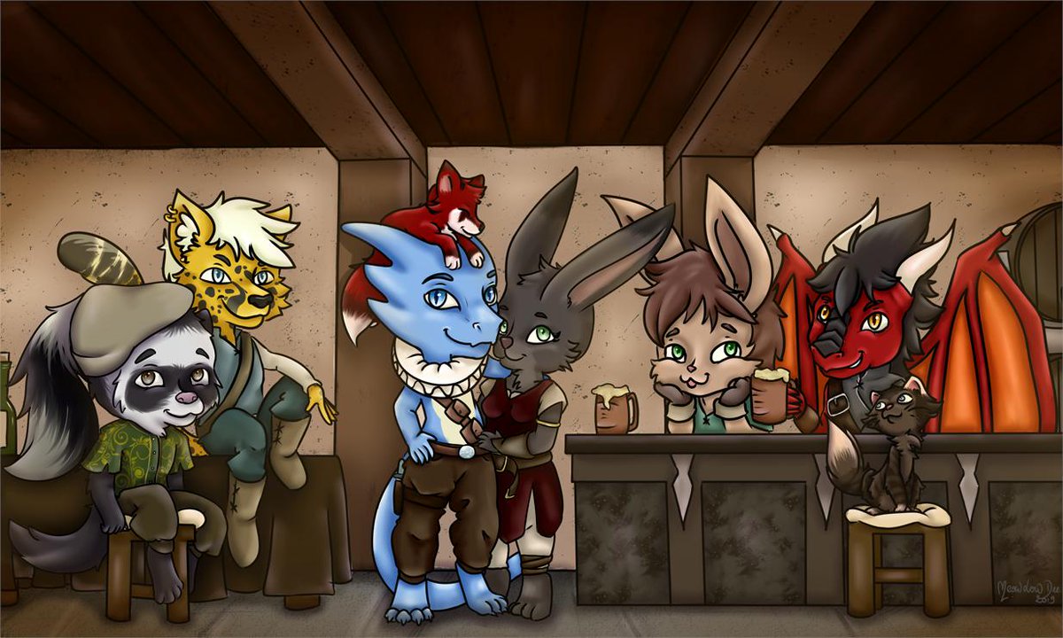 Meow_LowDee's tweet photo. My biggest commission ever for @Fasstaff
Characters belongs to their owners
(c) Art by me
#cat #dragon #DreamTeam #ferret #fox #hare #kiara #kobold #leopard #malo #medieval #rabbit #tavern #drathek #taev #pilferpaws #ruffleneck #fasstaff #huntandsnare #hareress #nullbunny #chibi https://t.co/qaWJw5X1uw