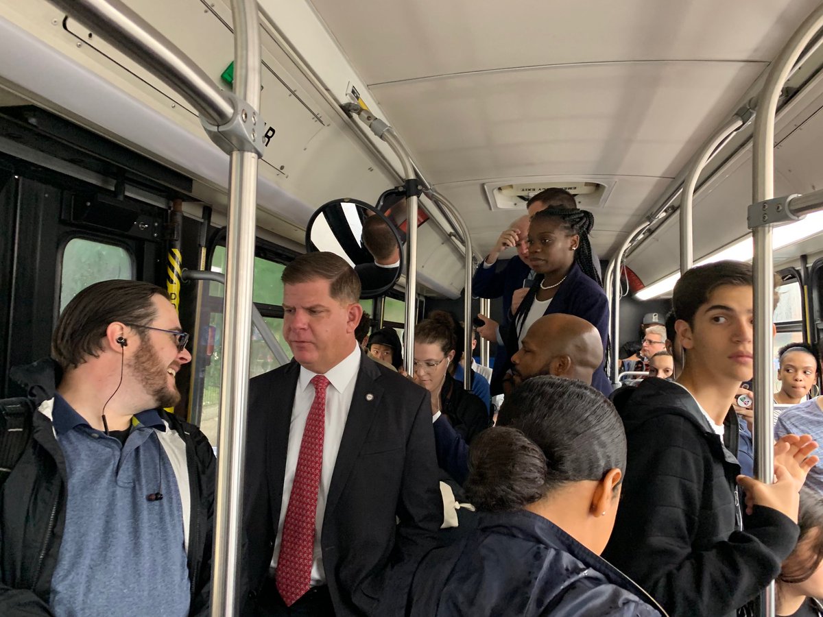 Mayor <a href="/marty_walsh/">Mayor Marty Walsh</a> was briefed by ⁦<a href="/BostonBTD/">Boston Transportation Department</a>⁩ ‘s new Transit Team this morning and then rode the 57 to check out the Brighton Avenue bus lane
